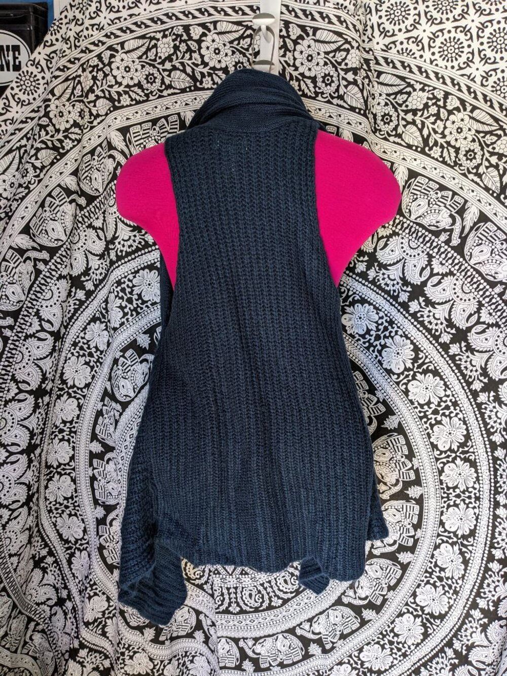 Belle du Jour Sleeveless Open Front Sweater Vest Sz L - Picture 4 of 7